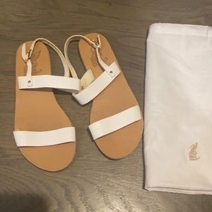 Ancient Greek sandals white, size 39, fit like an 8. Very cute. Worn a few times